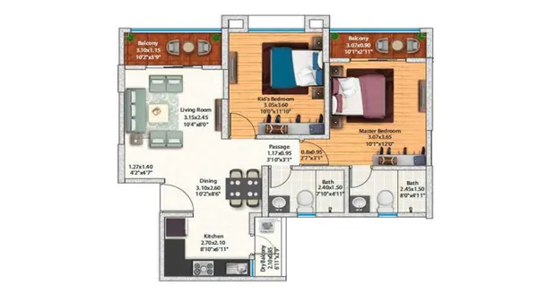 M3M Jacob & Co 3 BHK floor plan (blurred preview)
